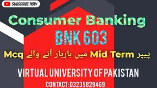 BNK 603 Consumer Banking Most important Mid Term Mcq 