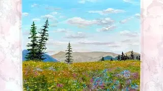 Как нарисовать солнечную поляну с цветами