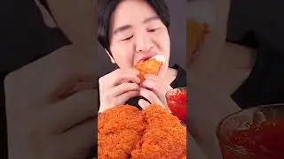 Mukbang ASMR #Shorts :) Spicy Chicken🍗 Cheese Pork Cutlet #asmr #먹방 #chicken #mukbang #eating #치킨먹방