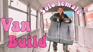 Ep 2:- DIY getting seats out! - solo female van build 💗 Bus Off with Josie