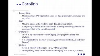TIBCO Data Science Integration -integrating SAS using Carolina