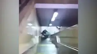 Muslims Push a Car Down Subway Station Stairs