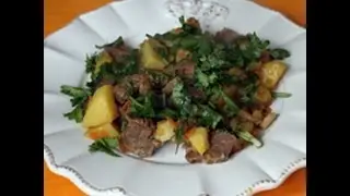 Баранина тушеная с картошкой на сковороде #баранина