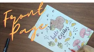 How to draw Cctober cover page | Step by step drawing with me 🖌️ #handdrawing #craftipix #journal