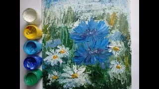 Рисование акрилом | Полевые цветы