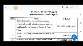 TSPGECET phase 2 notification | tspgecet phase 2 notification