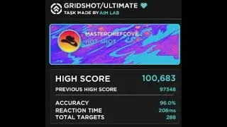 Aimlabs: First Gridshot Ultimate 100K w/ 96% Accuracy