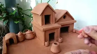 DIY How to Build a Village Clay House with Mini Furniture