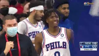 Tyrese Maxxey hits 2 clutch shots to steal the game Joel Embiid celebrating