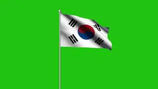 South Korea Flag Green Screen | South Korea Waving Flag Green Screen Animation