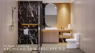 Full Modern Bathroom With Archicad 25 and Rendering Enscape 3.2