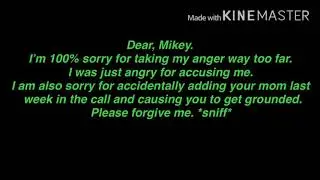 Apology message for Mikey