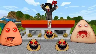 Surrounded by MONSTER EVIL POU in Minecraft!