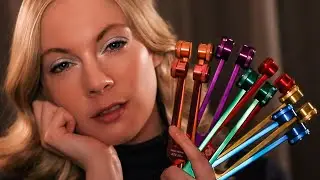 ASMR Eyes Closed Tuning Fork Instructions For Sleep 🎧 Binaural Beats & Guided Meditation (Low Light)