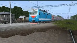 ЭП1М-536 с пассажирским поездом отправляется со станции в Trainz Simulator Android