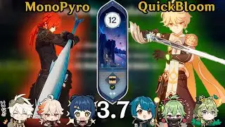 HyperBloom Aether y Diluc MonoPyro Abismo 12. Genshin impact 3.7
