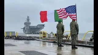 Italian Navy Aircraft Carrier ITS Cavour Arrives at Naval Station Norfolk