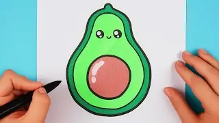 How to draw kawaii avocado | Drawing and coloring avocado