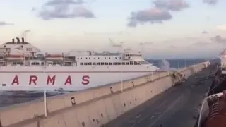 Car ferry crashes into harbour wall - Naviera Armas