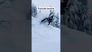 Huge bow tie on trail 😳#insane #revelstoke #snowmobile #trending #winter #shorts #skidoo #turbo