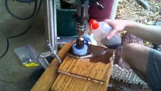 Drilling Holes in Steel Exhaust Flanges with Hole Saw and Drill Press