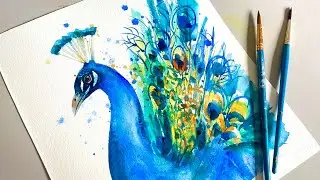 How To Draw and Paint A Peacock Bird / Watercolour Painting Technique