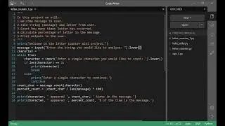 Code a character counter in Python using Code Writer and Python 3.11 IDE