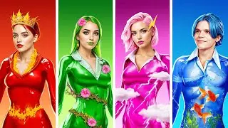 Four Elements Glow Up! Fire Girl, Water Boy, Air Girl and Earth Girl!