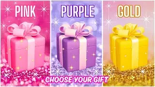 Choose your gift🎁💖😍🤮3 gift box challenge Pink,Purple or Gold #giftboxchallenge #pickonekickone #quiz