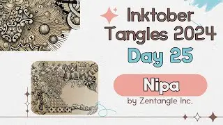Inktober Tangles 2024 ~ Day 25 ~  Nipa ~ How to draw