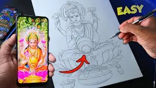 Lakshmi Mata Drawing Easy Step by Step | Outline Tutorial