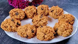 Tasty diet cookies with oats, raisins and pears in 5 minutes! No sugar, no flour!