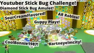 Getting Carried in Stick Bug by Other Youtubers! (Diamond Stick Bug Amulet!) - Bee Swarm Simulator