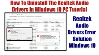 How to uninstall Realtek Audio HD drivers | Realtek Drivers error 5001 solution  