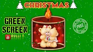 Green Screen CHRISTMAS [1080p] - CANDLE LIGHT NIGHT BEAR animation 🔊 sound
