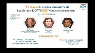 Mize Benchmark and Optimize Warranty Management On demand Recording mize