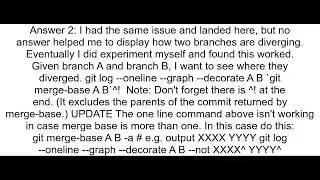 Git log graph display how two branches are diverging