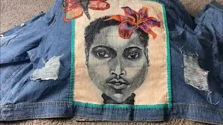 Empress paints and distresses her denim jacket