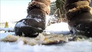 Giantess Mia Flattens Banana in Snow