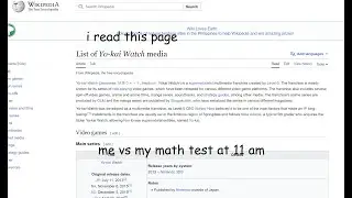 Reading Yo-kai Watch Wikipedia page Part 2 to ignore my Math Test
