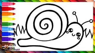 Draw and Color a Cute Snail 🐌🌈 Drawings for Kids