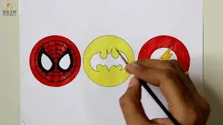 Spiderman, Batman, Flash logo drawing || marvel superheros logo