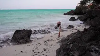 Girl Walking On Beautiful Beach - No Copyright Video - Free Stock Footage