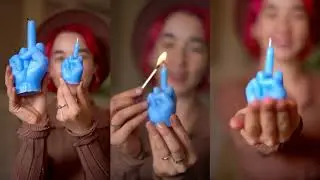baby size Middle Finger Candle FLIP OFF sign wax art