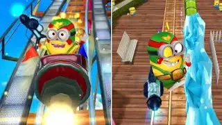 Minion Rush Banana Day - Luchador Minion Freezes Objects at Super Silly Fun Land Full Gameplay