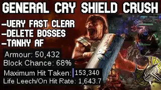 (NERFED)POE 3.16 General Cry Shield Crush Guide League Start Cheap, Tanky, Fast, and Fun