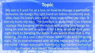 Ask Dr. Doreen: How do we Replace Our Son's Loud Clapping Behavior?