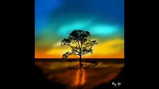 Speed art Tree on the sea #shorts