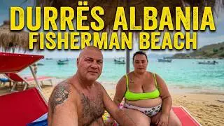Durres Albania, Fisherman Beach and night promenade.