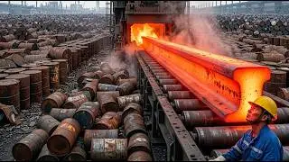 From Rusted Oil Drums to High-Speed Railway Track | How Steel Rails Are Made | Full Process